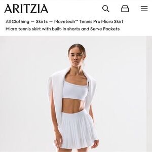 Aritzia TNA White Movetech Tennis Pro Micro Skirt Size L Like New